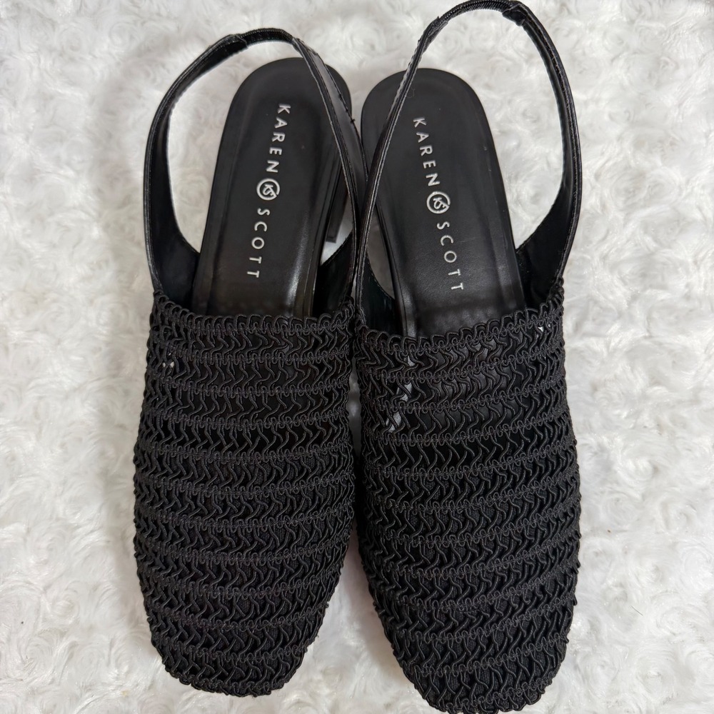 Karen Scott Carolton Black Woven Slingback Block Heel Sandals Womens 8.5 M - Picture 4 of 6